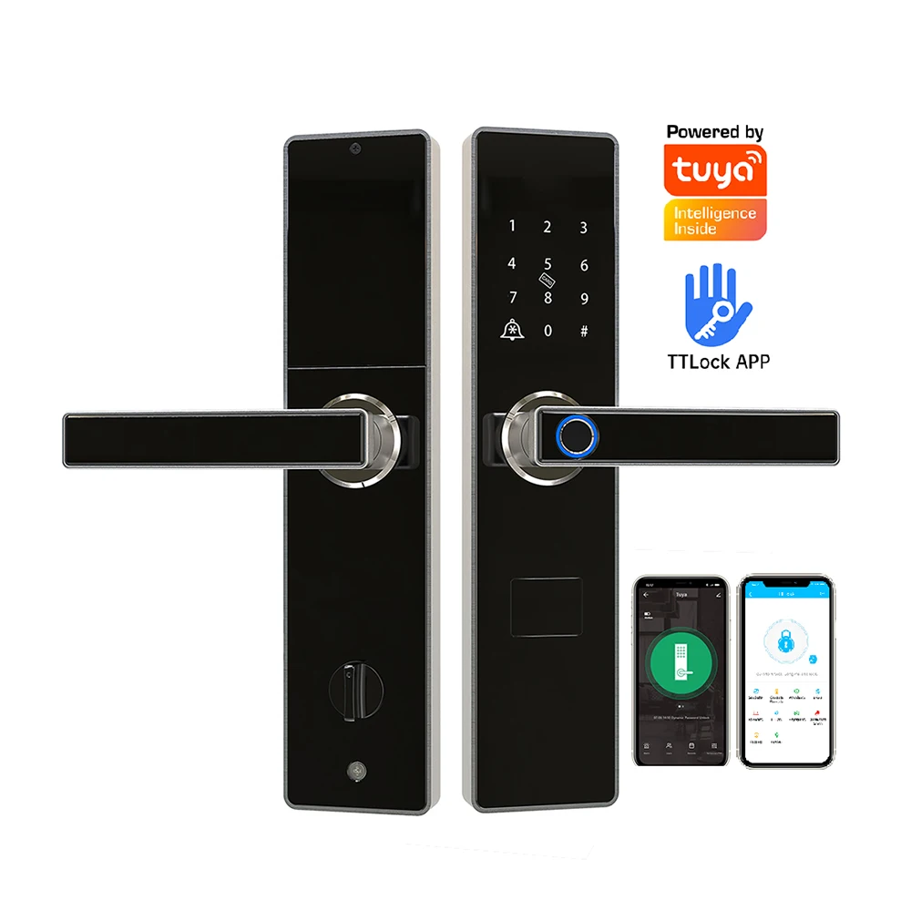 Tuya Ttlock Wifi App Smart Lock with Safety Mortise 6068 Biometric Lock Fingerprint Door Handle Locks 304 Stainless Steel Cloud