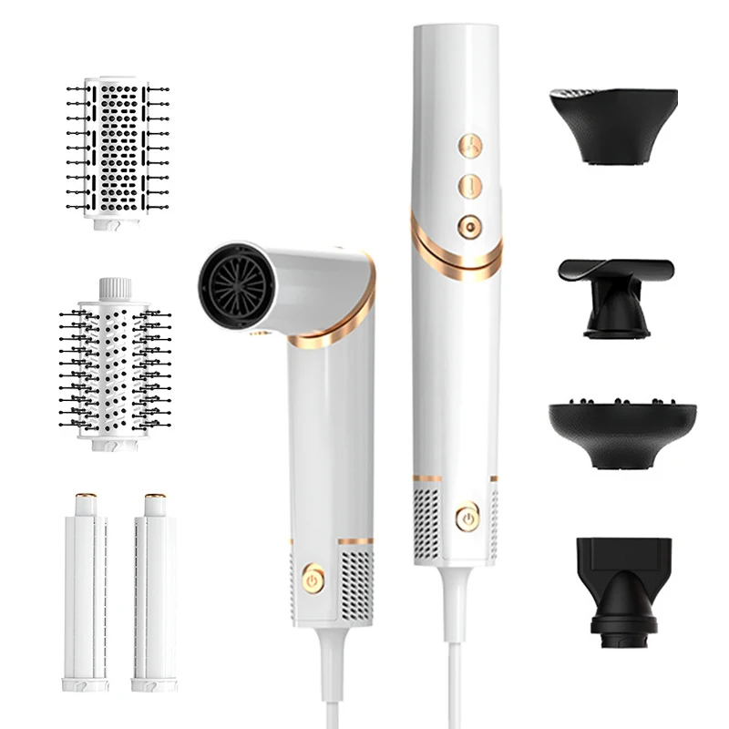 Fengmang 5 in 1 Multi Styler 1600W Professional Salon Hot Air Curling Straightener Brush Negative Ionic High Speed Hair Dryer