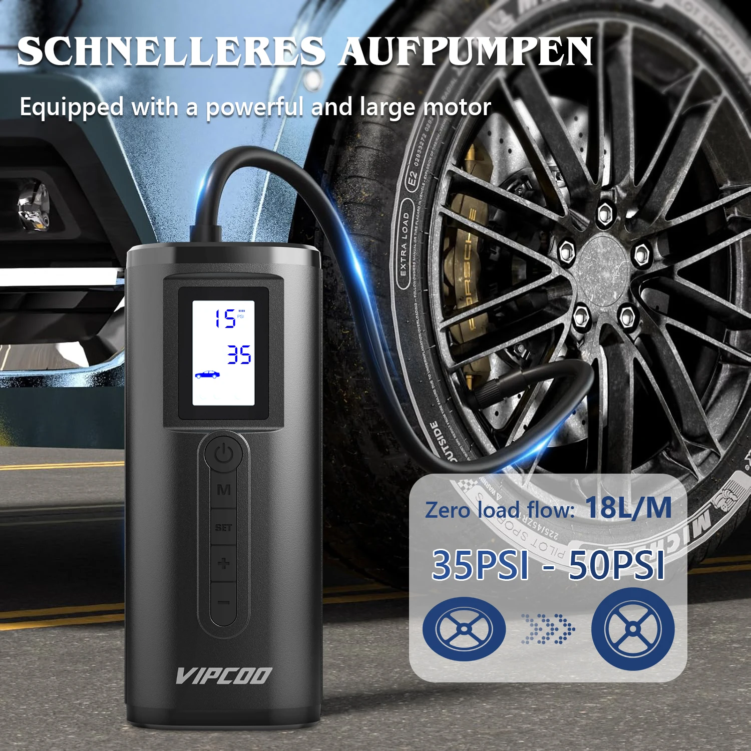 New VIPCOO AP2-P Electric Portable Cordless Tire Inflator Digital Air Pump for Car Tire Abs Tyre Inflators Car Air Compressor