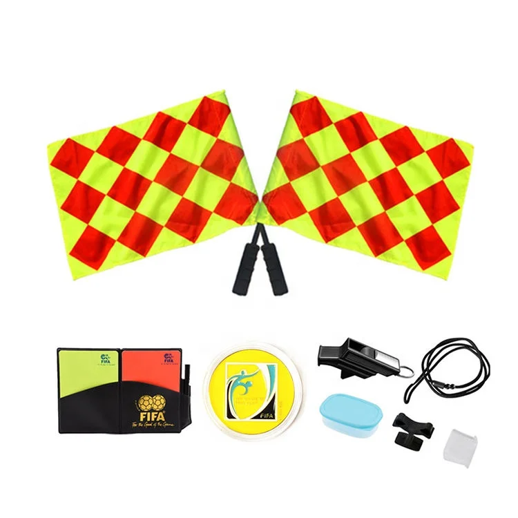 High-Quality Soccer Referee flag Coin Cards Whistle Set Professional Football Flag Referee Equipment