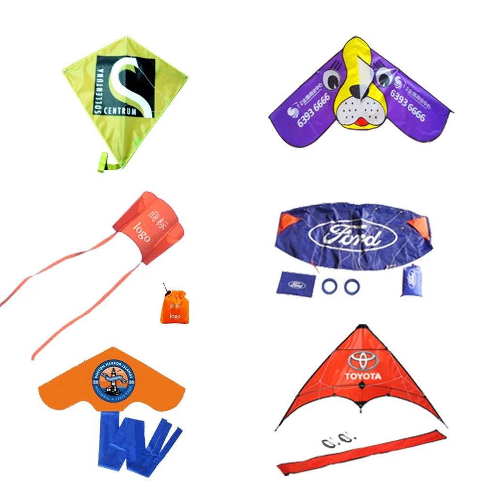 Wholesale chinese custom easy flying promotion  advertising kite with logo from kite factory