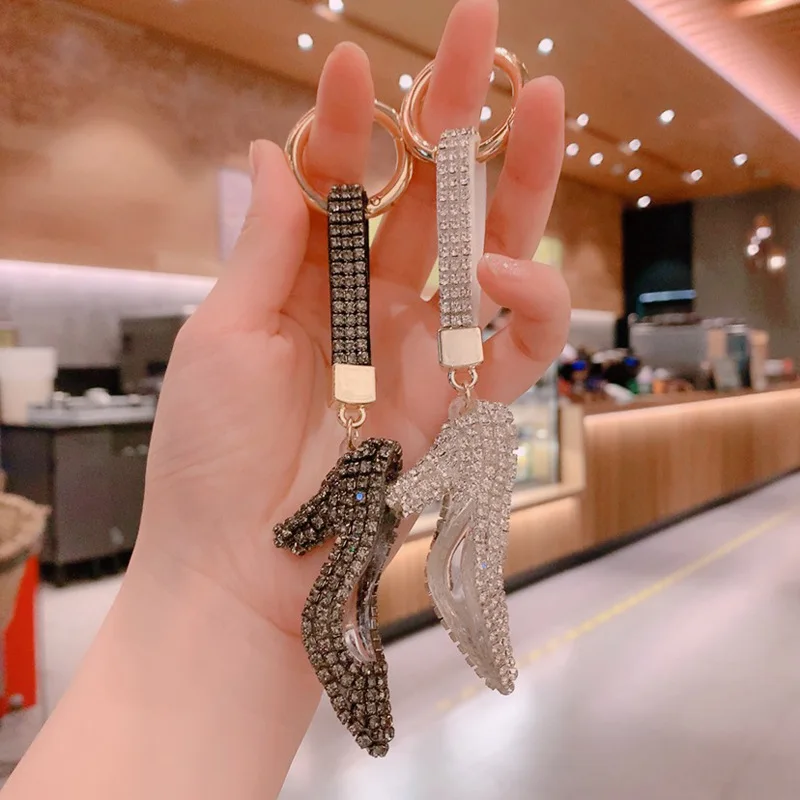 fashion rhinestone heel key chain accessories girl gift High-heeled shoes keychain  luxury  crystal cute  keychain