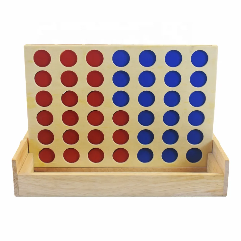 Wooden 4 in a Row Classic Family Toy Line up 4 Game Travel Board Games for Kids and Adults