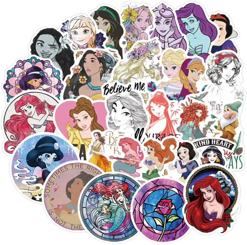 
100pcs Cartoon Princess stickers removable decals for car boot computer logo stickers Vinyl Sticker 