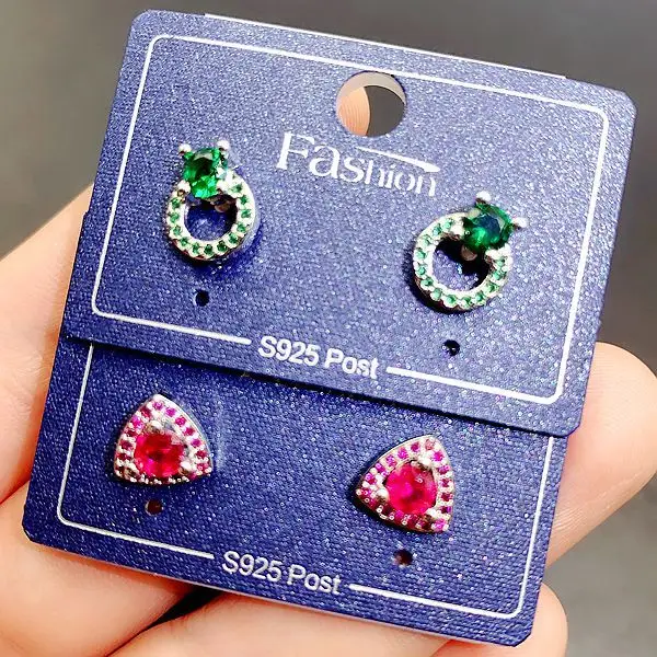 PUSHI Hot Sale luxury small stud earrings zircon color 925 silver needle zircon copper Mixed Batch Mixed Batch Studs