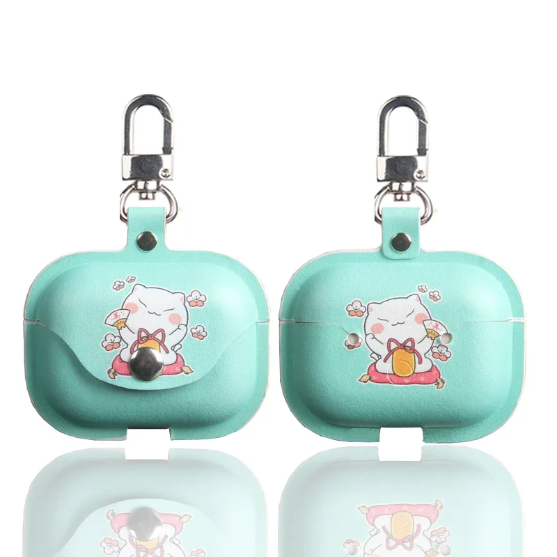
PU leather case cover with hook buckle 13colors airpods 12 protective holster pattern Color printing Individuali for For airpods 