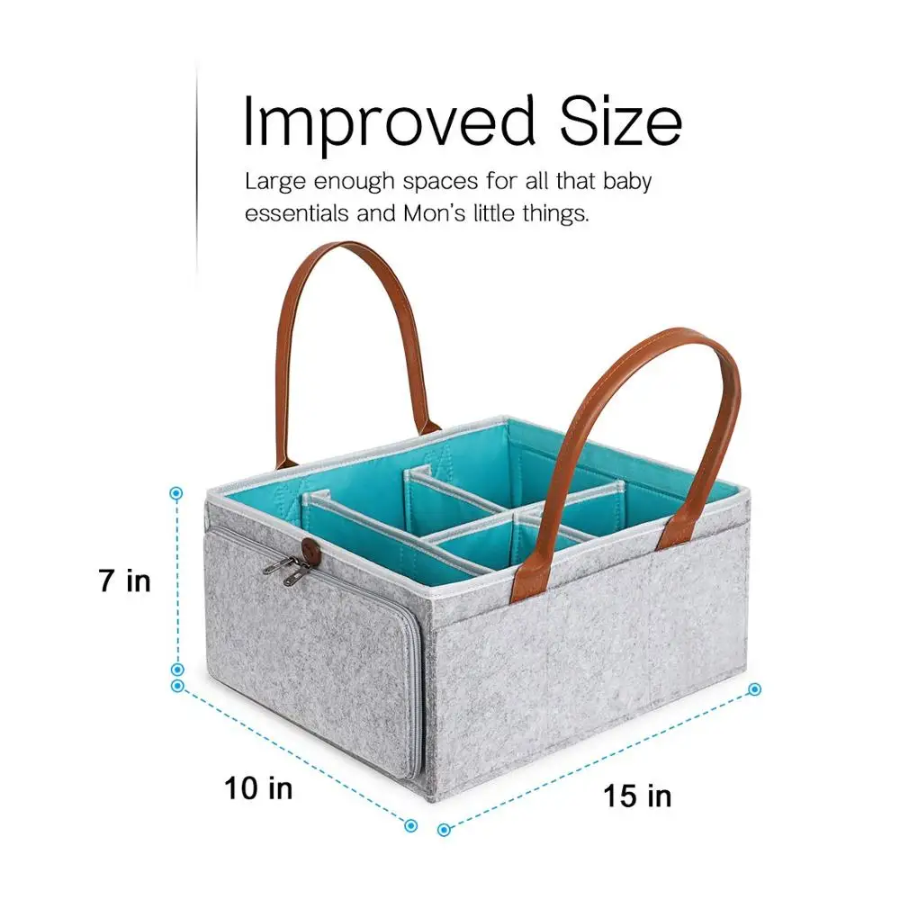 Latest Style Baby Diaper Organizer Bag With Cover Portable Felt Diaper Caddy
