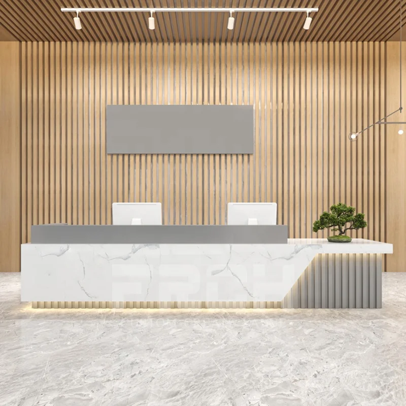 Современная деревянная белая клиника офис спа-салон красоты стойка регистрации со светодиодной подсветкой
