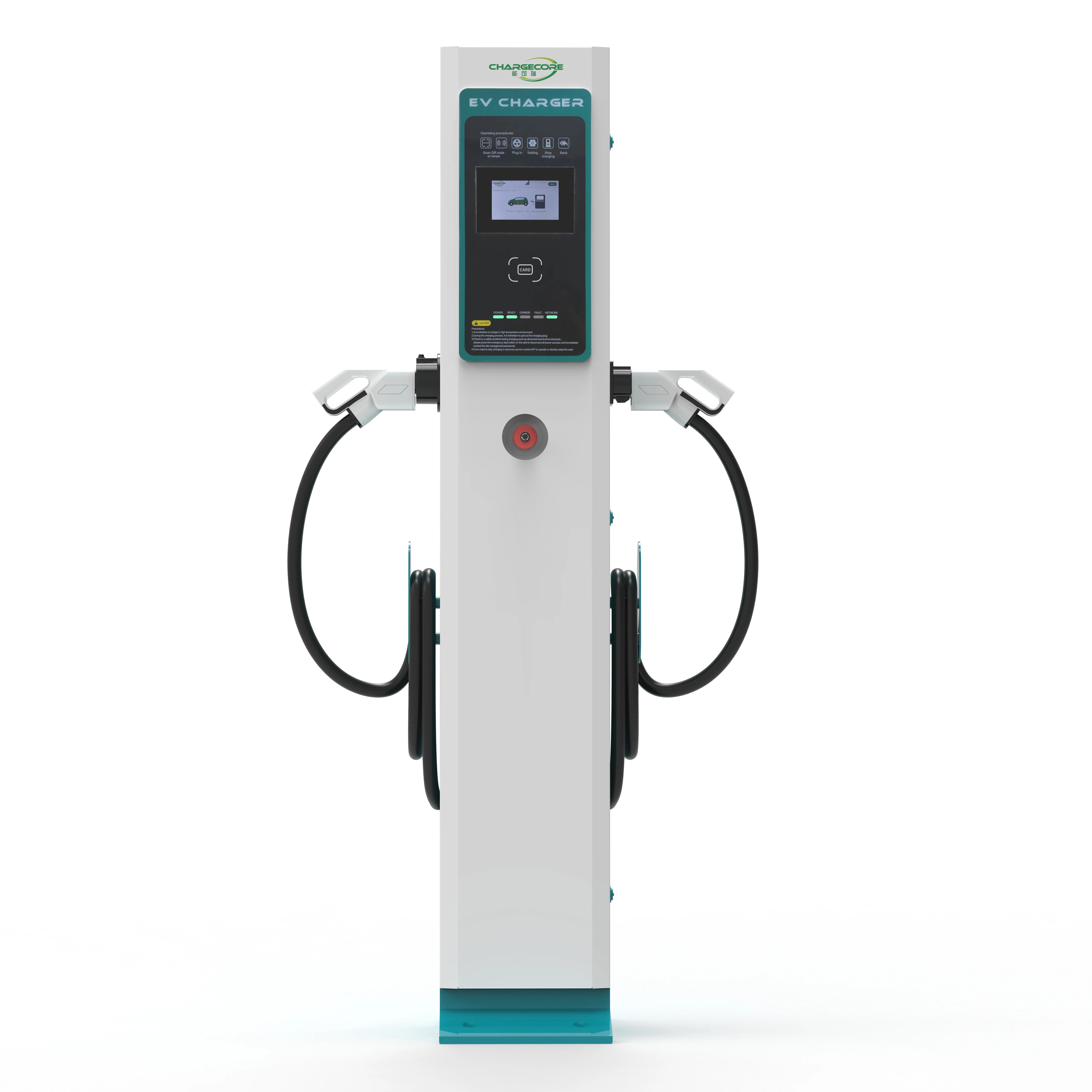 Manufacture 7/22/43KW Single/Double Gun Commercial Floor Stand AC EV Charger