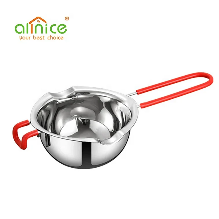 Hot Selling Baking Tools Stainless Steel Chocolate Melting Pot Cheese Butter Melting Bowl With Silicone Handle