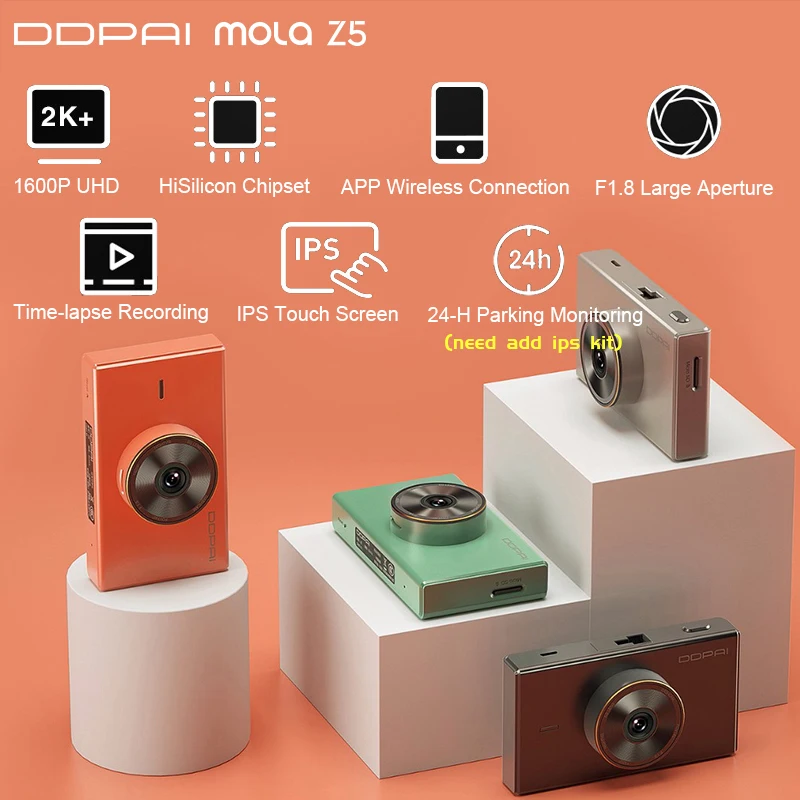 
Wholesale Xiaomi DDPAI Mola Z5 car Camera 1600P HD IPS Touch Screen 24 Hours Parking App Control mini Dash Cam 