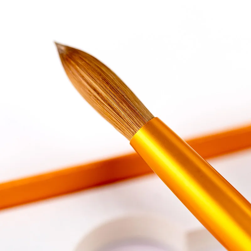 Professional Wholesale Chiyan Factory Custom Logo 100% Kolinsky Metal Handle Crystal Crimped Kolinsky Acrylic Nail Brush