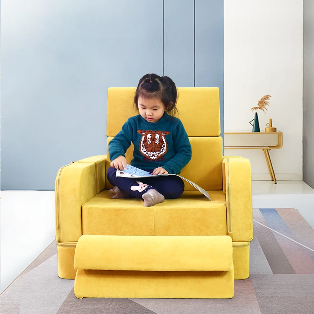 Parent Child Modern High Density Foam Suede Fabric Sofa 9 piece Kids Play Couch Sofa for Playroom Sofa