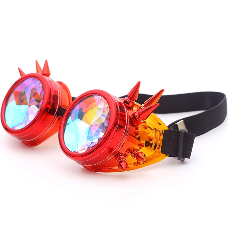 Factory Cheap Wholesale Kaleidoscope Colorful Glasses Rave Festival Party EDM Sunglasses Diffracted Lens Steampunk Goggles