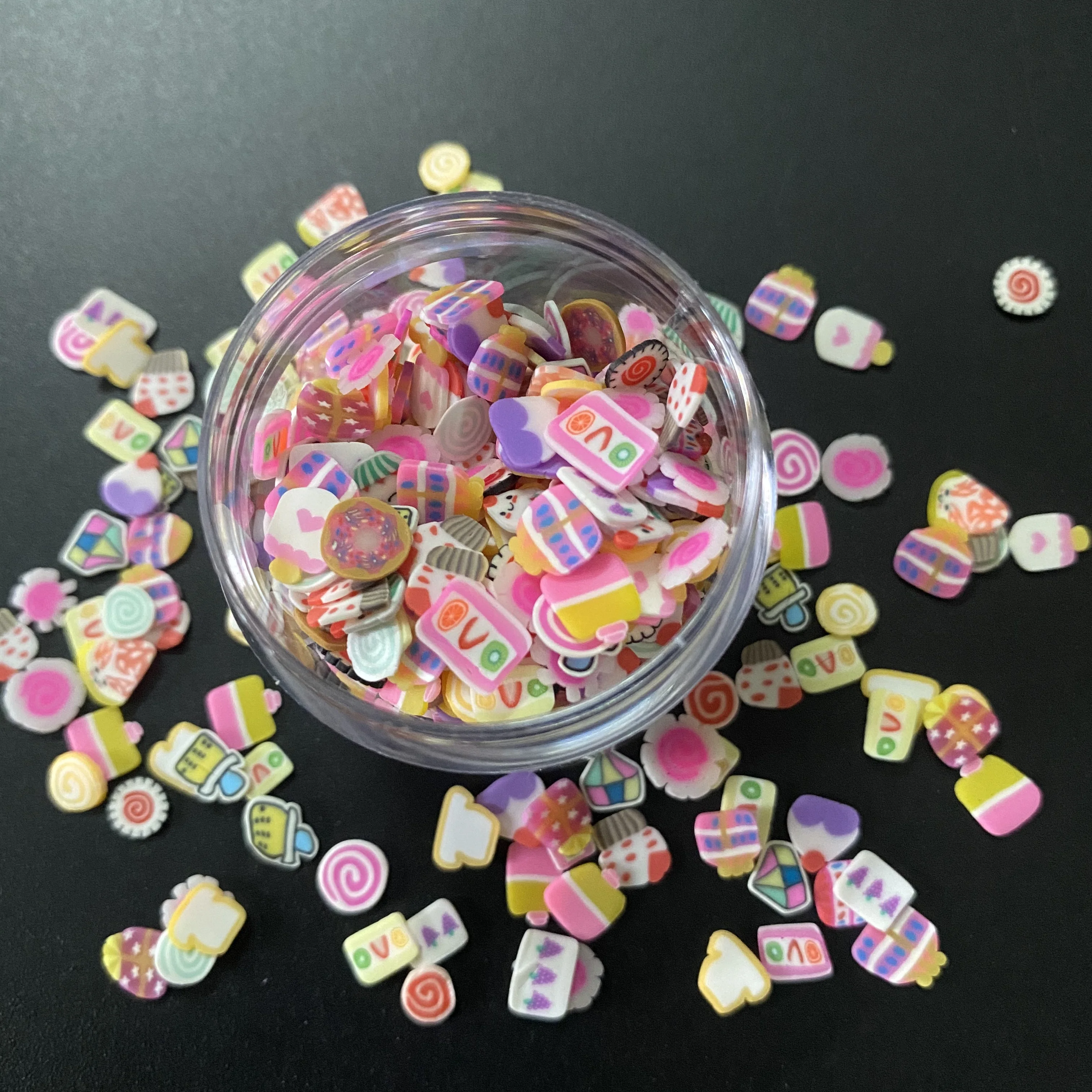 Hot Selling Polymer Clay Slice Leaf Heart Mixed Glitter Wholesale Bulk Fruit Candy Slices