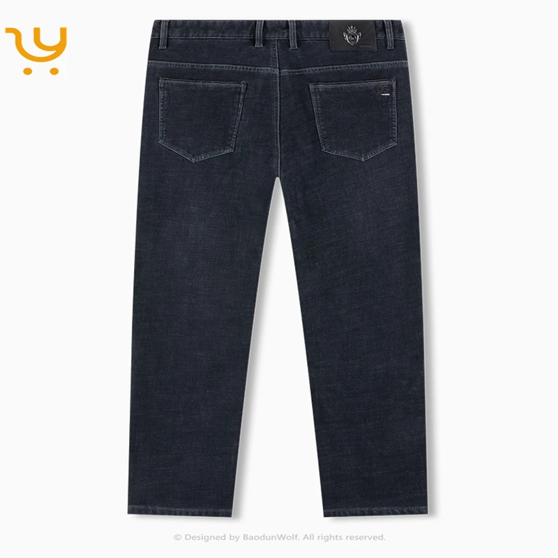 Wholesale Mens Denim Jeans Extra Sizes thick fleece jeans straight stretch jeans