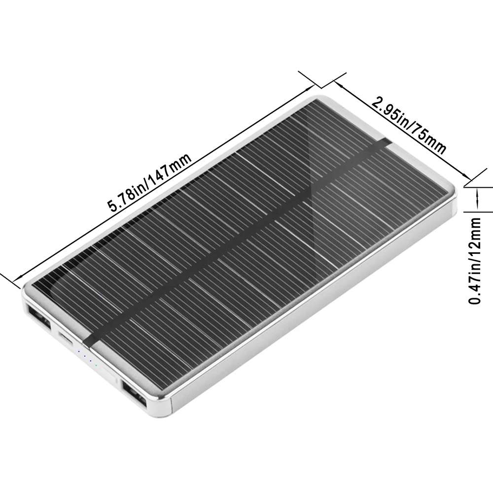 New Solar Power Banks Mobile Phone Portable Power Bank 10000Mah Double Usb High Capacity Waterproof Charger Solar Power Bank