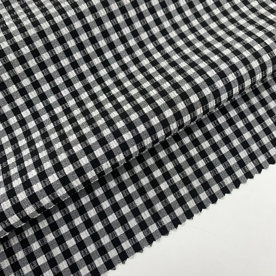 XB097 hot sale Woven jacquard plaid fabric textured Checkered seersucker for swimwear bikini swimsuit