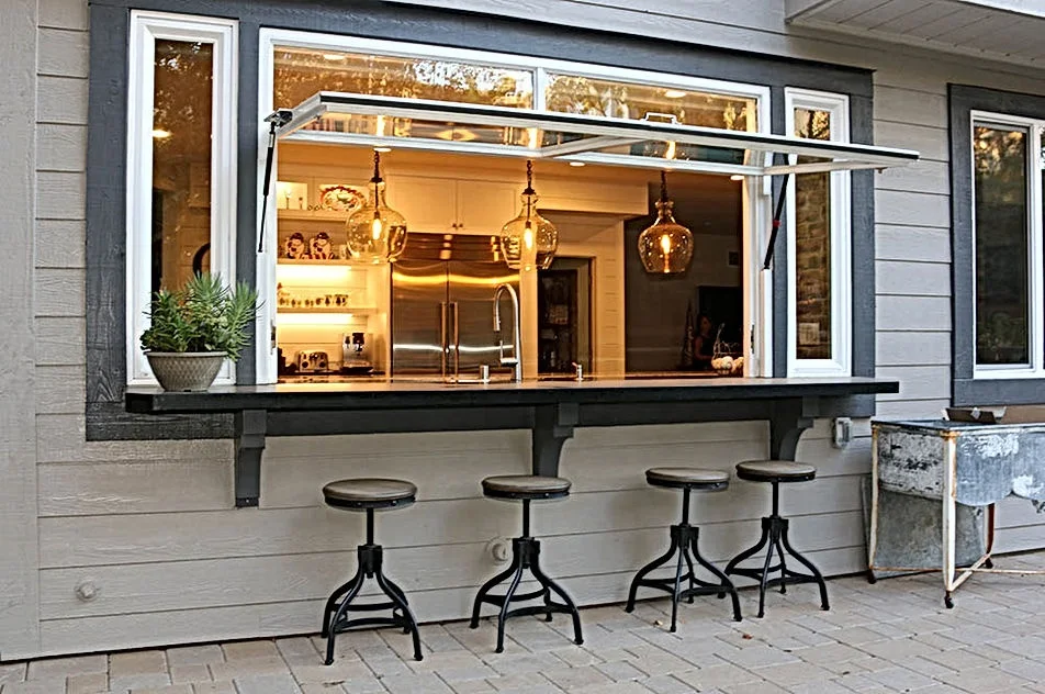 Aluminium Fold Up Windows Aluminum Fold Out Windows,folds up and out windows with LOWE Double or single Glass for bar
