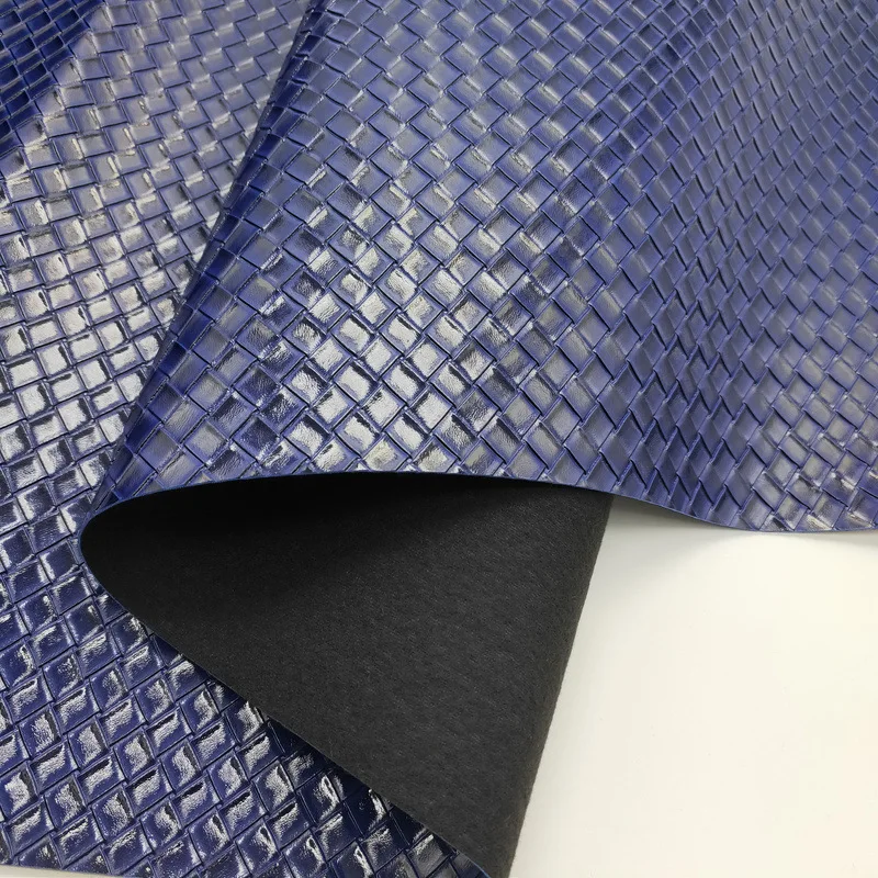 New PVC Weave pattern Emboss Vintage Two-tone color Knitting Artificial Faux Leather Fabric for Shoe, Jewel Pack, bag, Luggage,