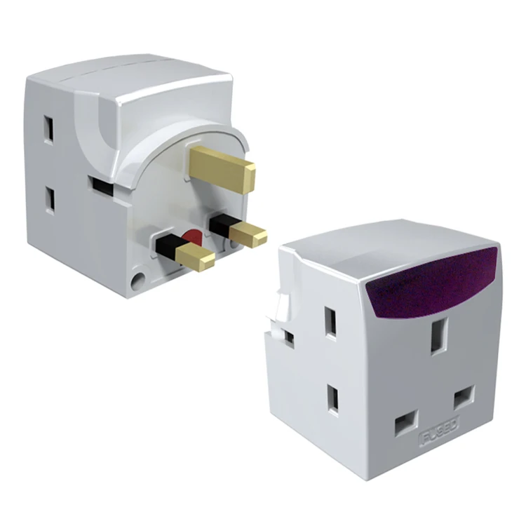 Many Hot Sale UK standard Multi Plug 3 Outlets Multi Wall Socket Plug Power strip