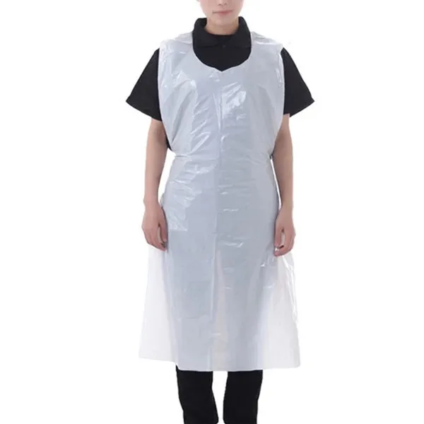 Waterproof PE White Plastic Disposable Aprons Full Body Plastic Apron For Food Service