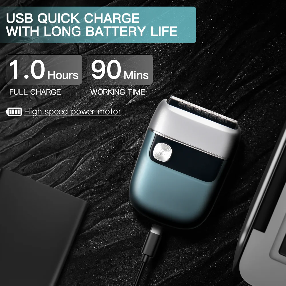 High Quality Metal Case USB Rechargeable Reciprocating shaver Mini Portable Electric Shaver For Men