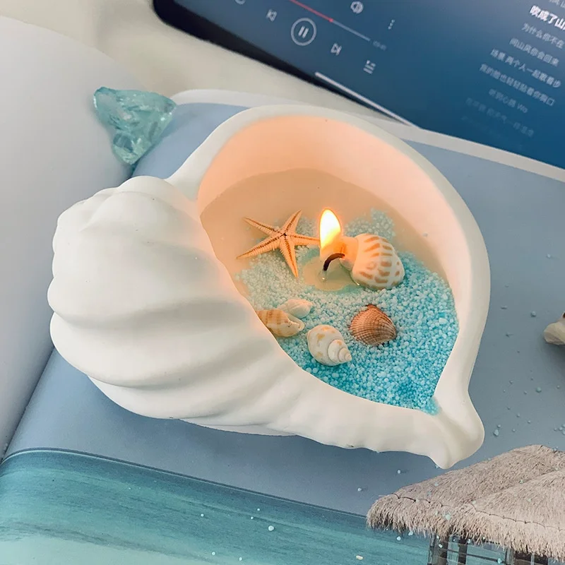 Guest Luxury Fragrance Logo Aromatic Wholesale Private Label Best Sea Shell Plaster Ceramic Glass Jar Scented Candle