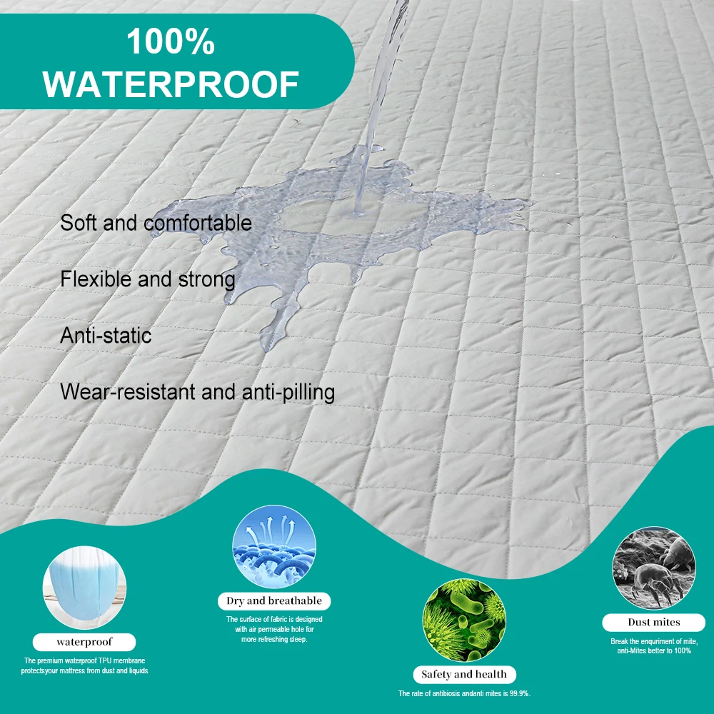 100% Cotton Anti Bacteria Hypoallergenic Water Proof Mattress Protectors Hotel Quality Mattress Protector Waterproof