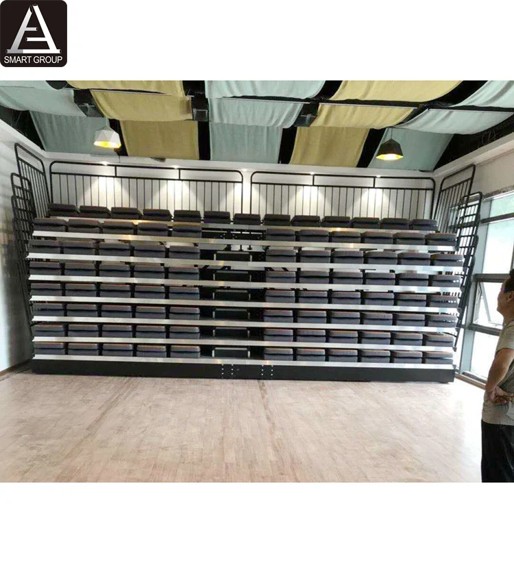 90 Seats Indoor Movable Retractable Bleacher Seating Used Telescopic Gym bleachers System Bleachers Stadium Seats For Sale