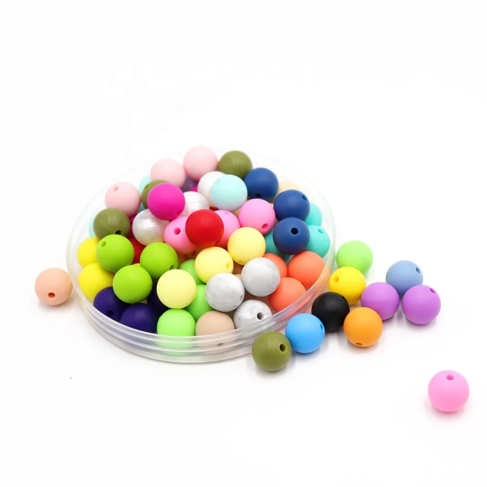 
Wholesale 15mm Soft Round Silicone Beads For Teething Chew Baby Necklace Beads Jewelry BPA Free 