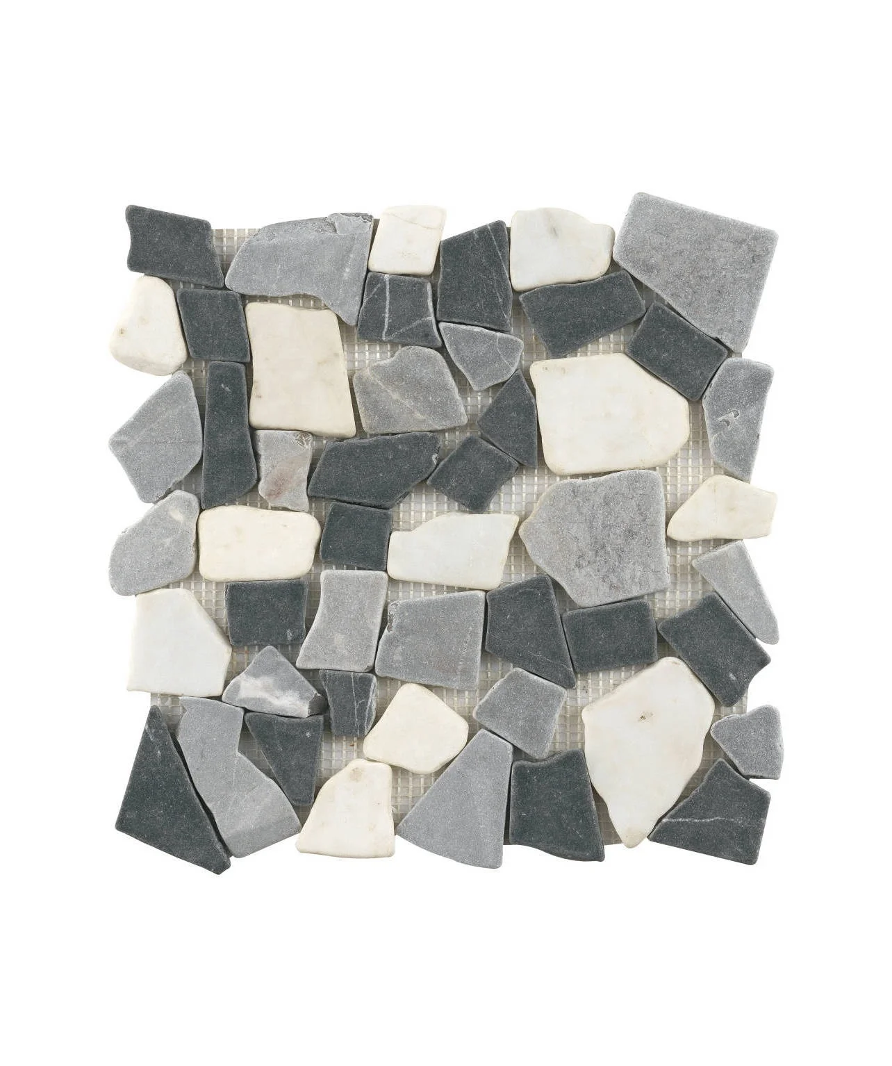 Grey Brown Penny Round Backsplash Marble Stone Mosaic Tiles Light Brown Wooden Vein Flat Pebble Bubble Shape Mosaic