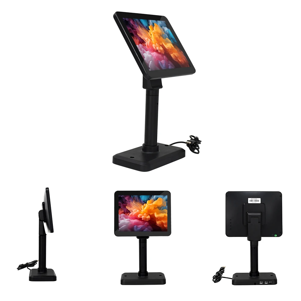 Adjustable High Stand Lcd True Flat 9.7 Inches Pos Monitor Customer Display With 75*75mm Vesa Mount Pos Pole Displays