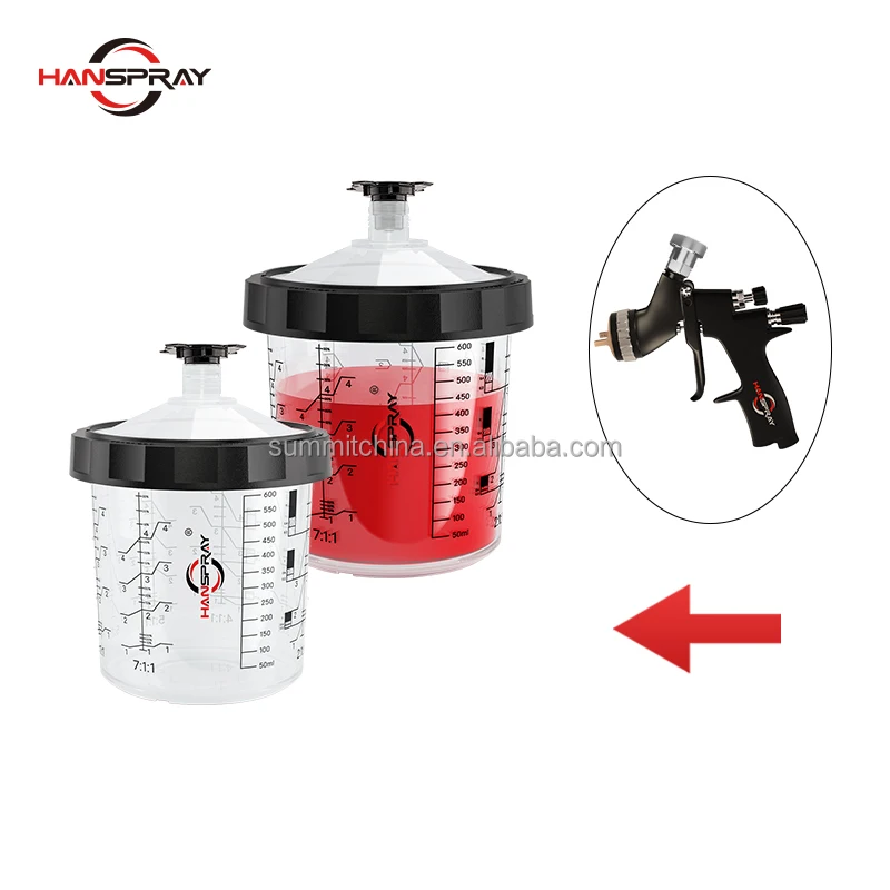 Automotive paint systems with black circle applicable to any spray gun paint cup system