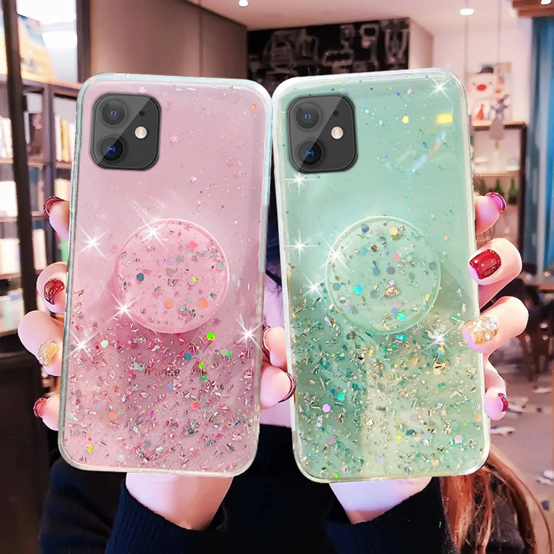 Custom Phone Case Vendors Quicksand Glitter Bling Sequin Star Cell Phone Magnetic Case Back Cover for iPhone x xs 11 12 mini pro