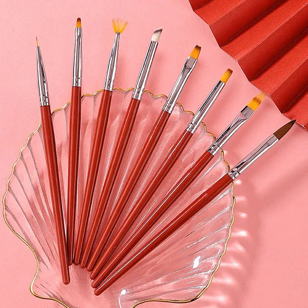 Wholesales 15pcs Nail Art Brushes Nail Art Tool Set Nail Dotting Tools Dust Striping Brushes For Long Lines Drawing Design