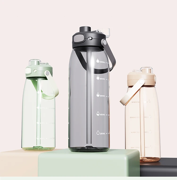 1 liter custom logo transparent clear tritan plastic gym sport travel water drink bottle with handle for adults