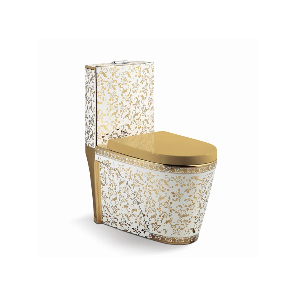 One Piece Siphonic Toilet Bowl Brand Top 10 Bathroom Ceramic OEM Sanitary Ware Luxury Gold color Factory Price Water Closet