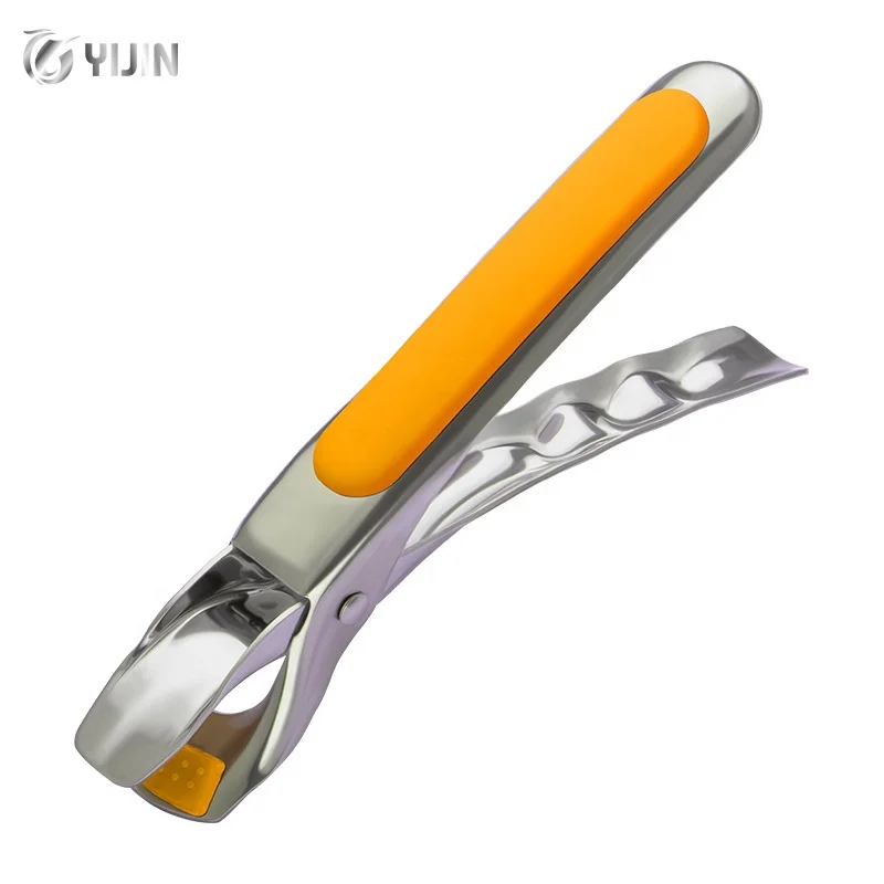 Heat insulation non slip clamp bowl dishes pot pan holder silicone tongs stainless steel anti-scalding clip