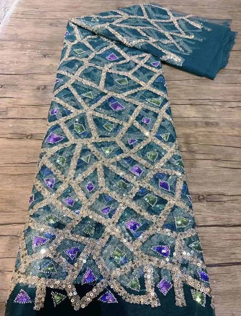 100% Polyester Beaded Lace Fabric Sequins Embroidery Beads sequins fabric and beads fabric