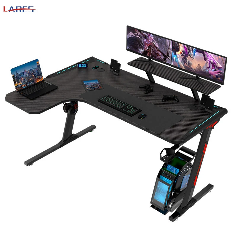 Игровой стол L-образный компьютерный гоночный стиль офисный