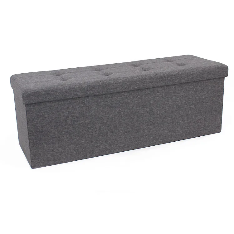 fabric storage bench long seat home space saving ottoman foldable stool with high capacity
