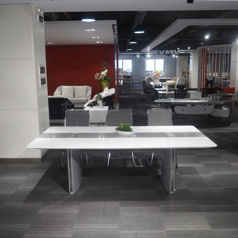 Design Boardroom Furniture Office Business  Room Table and Chair Luxury Wood and Leather Customize Craft Paint Conference desk