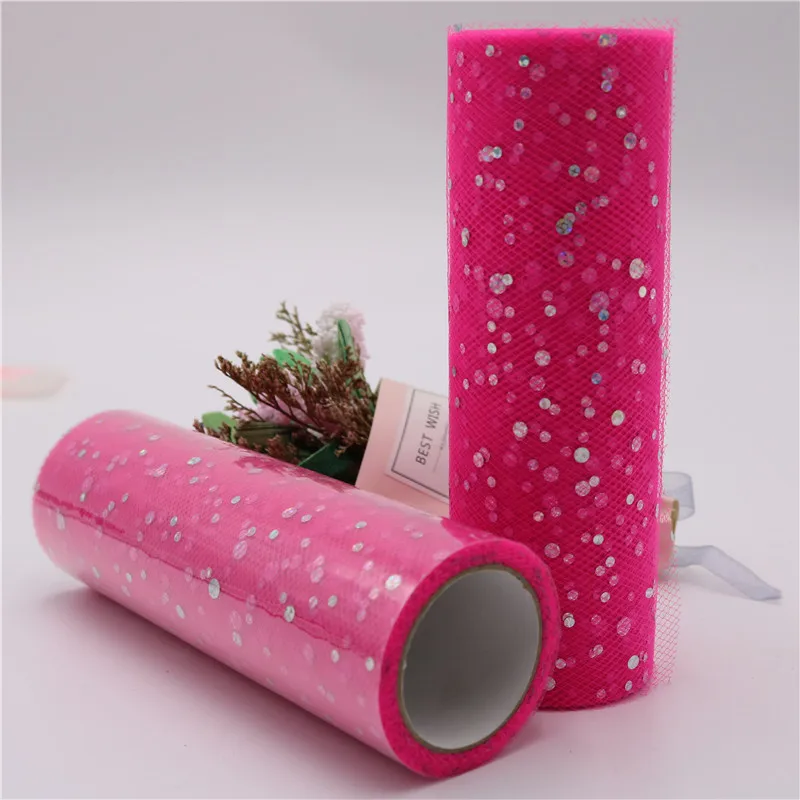 15cm Wholesale Christmas Accessories Gillter Dot Decorative Organza Tulle Mesh ribbon