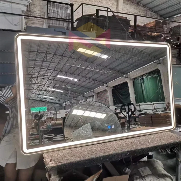 Modern Designer Hotel Home Smart Wall Mounted Large Anti Fog Touch Screen Bathroom Mirror With Light