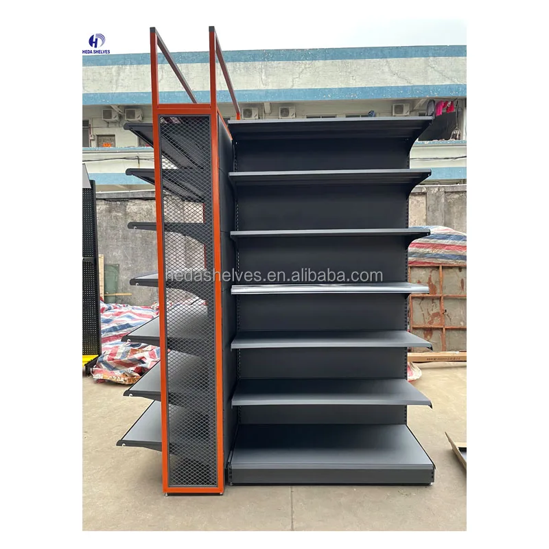 Adjustable Cold-Rolled Steel Gondola Shelving Metal Supermarket Shelf Store Display Shelves Retail Shelving Units Store Display