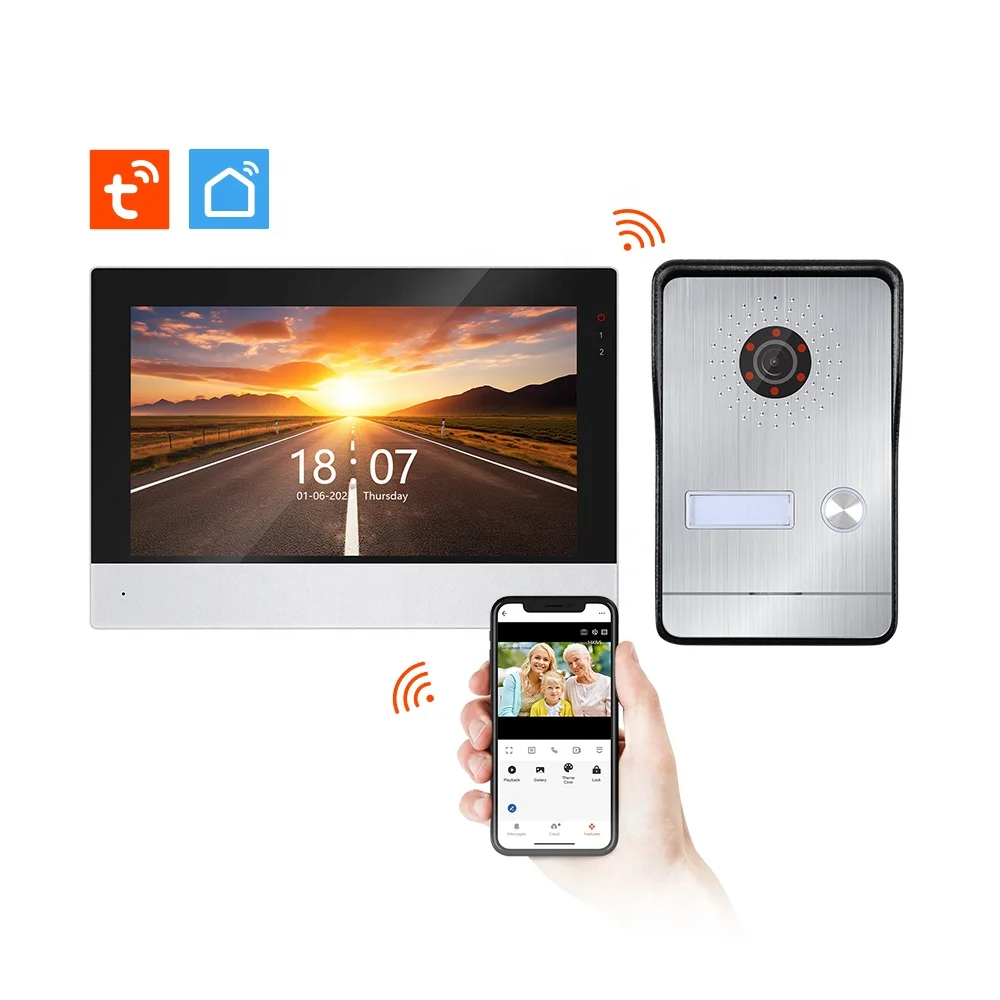 Tuya Video Intercom System 7 Inch IPS Touch Screen 1080P Smart Video Doorbell with Camera for Home