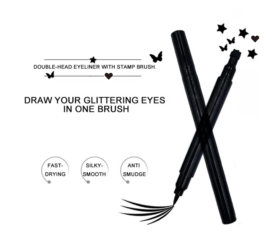 Eyeliner Stamps Pen With Bat, Spriderweb,Star,Moon,Heart,Flower,Smiley,Stamp Stencils Shapes Long-Lasting Waterproof Smudgeproof