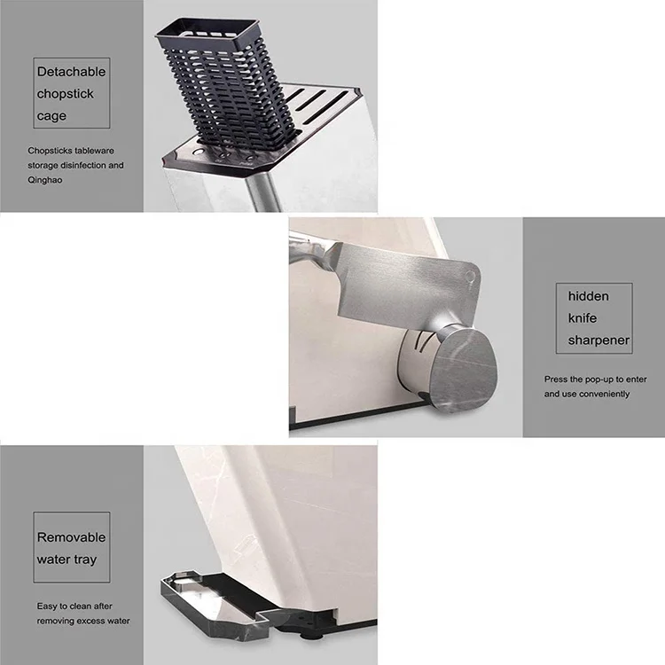 Professional 4 In 1 Multi-Functions Sharpener with Disinfect, Dry, Storage function, Kitchen Knife Set holder
