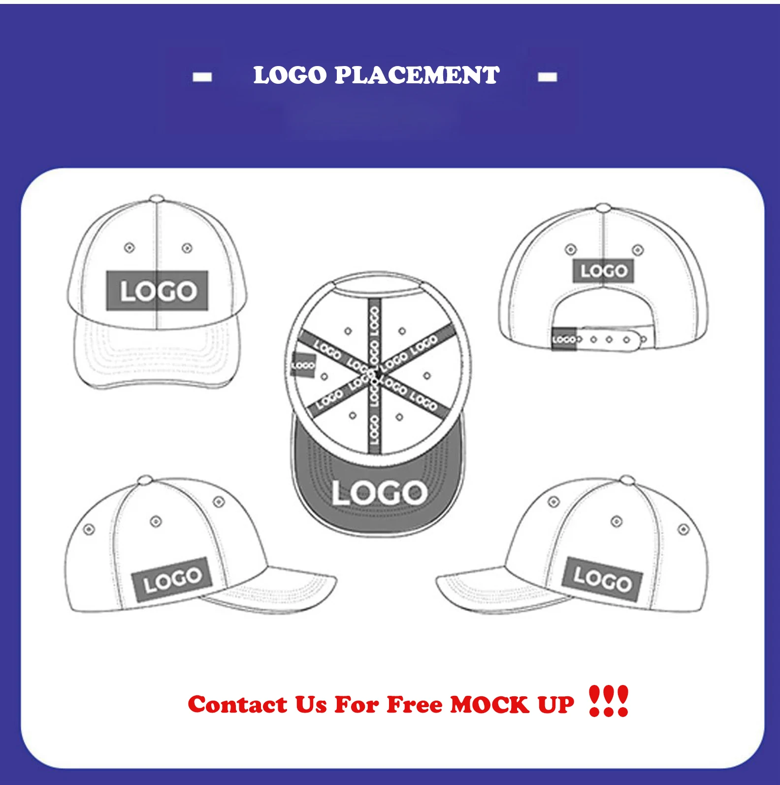 Custom 5 Five Panel High Mid Profile Crown Curved Brim A Frame A-Frame Snapback Hat Gorras Baseball Cap Golf Rope Hat For Men